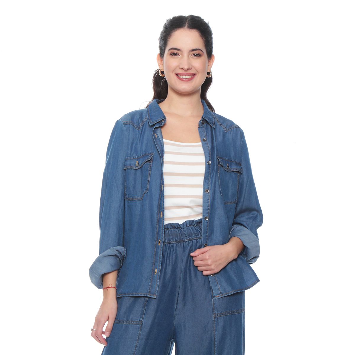 WADOS - BLUSA MANGA LARGA LYOCELL ABOTONADA EN DELANTERO Y BOLSILLOS