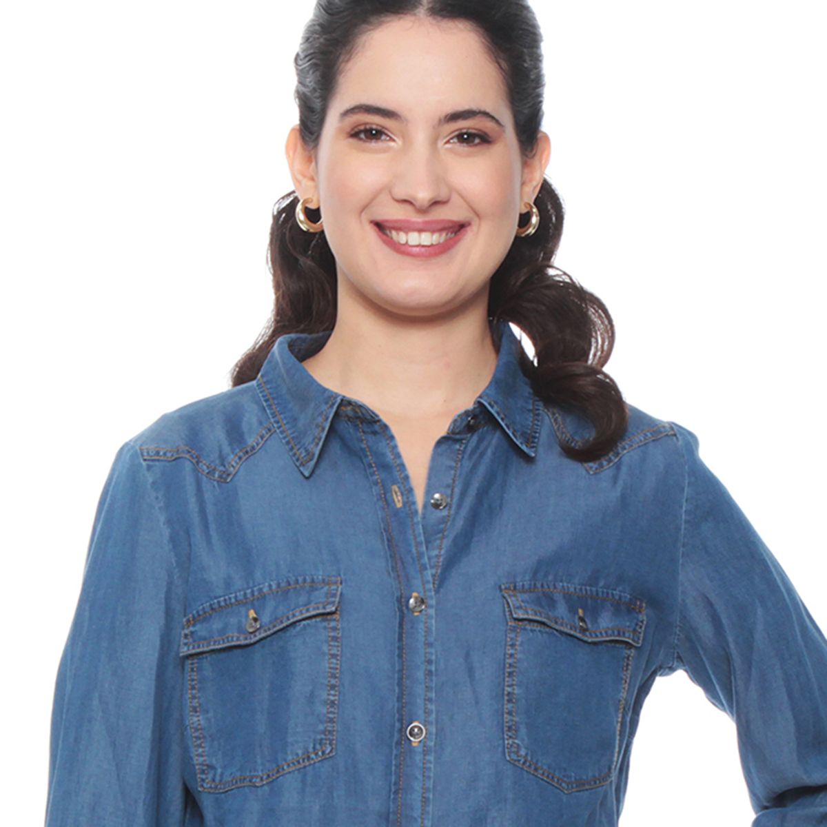 WADOS - BLUSA MANGA LARGA LYOCELL ABOTONADA EN DELANTERO Y BOLSILLOS