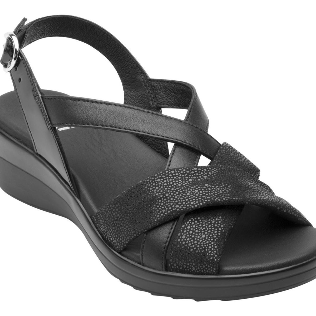 FLEXI - Sandalia Mujer Cuero Amapola Negro Flexi
