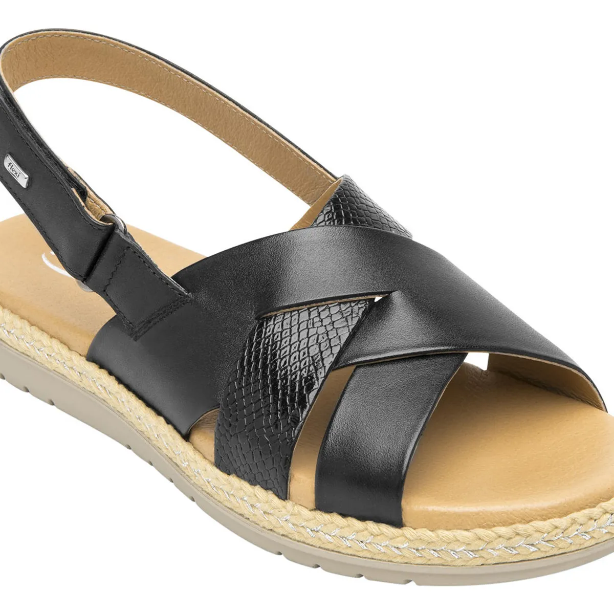 FLEXI - Sandalia Mujer Cuero Peonia Negro Flexi