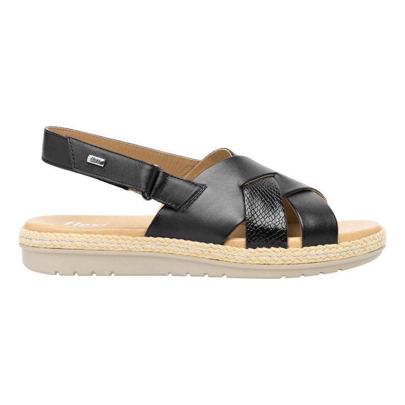 FLEXI - Sandalia Mujer Cuero Peonia Negro Flexi