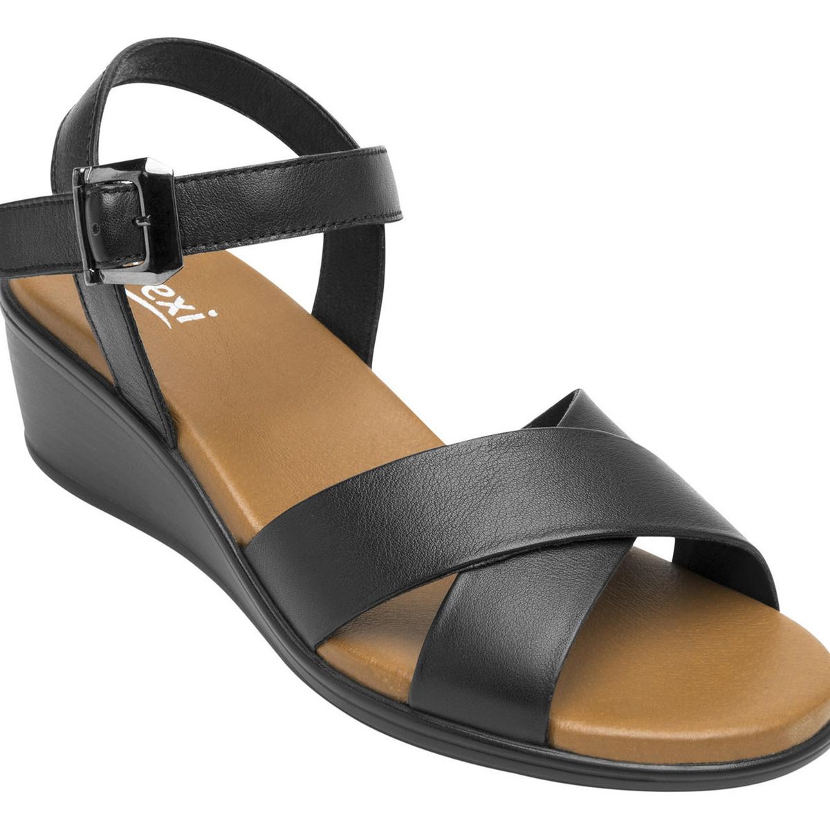 FLEXI - Sandalia Mujer Cuero Zura Negro Flexi