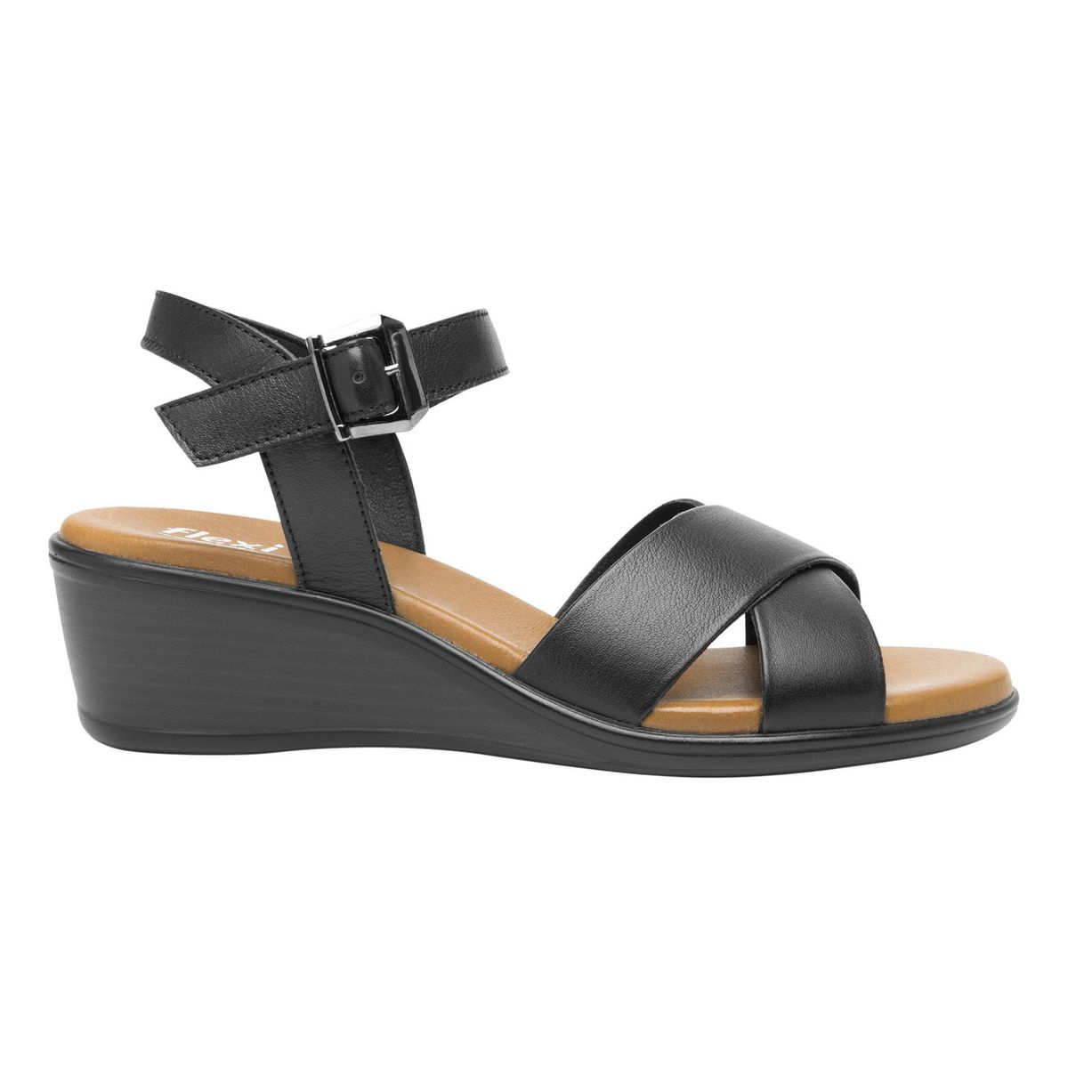 FLEXI - Sandalia Mujer Cuero Zura Negro Flexi
