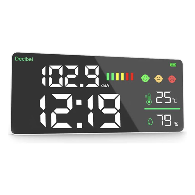GENERICO - Sonómetro Led Medidor De Ruido Tiempo Temperatura Humedad