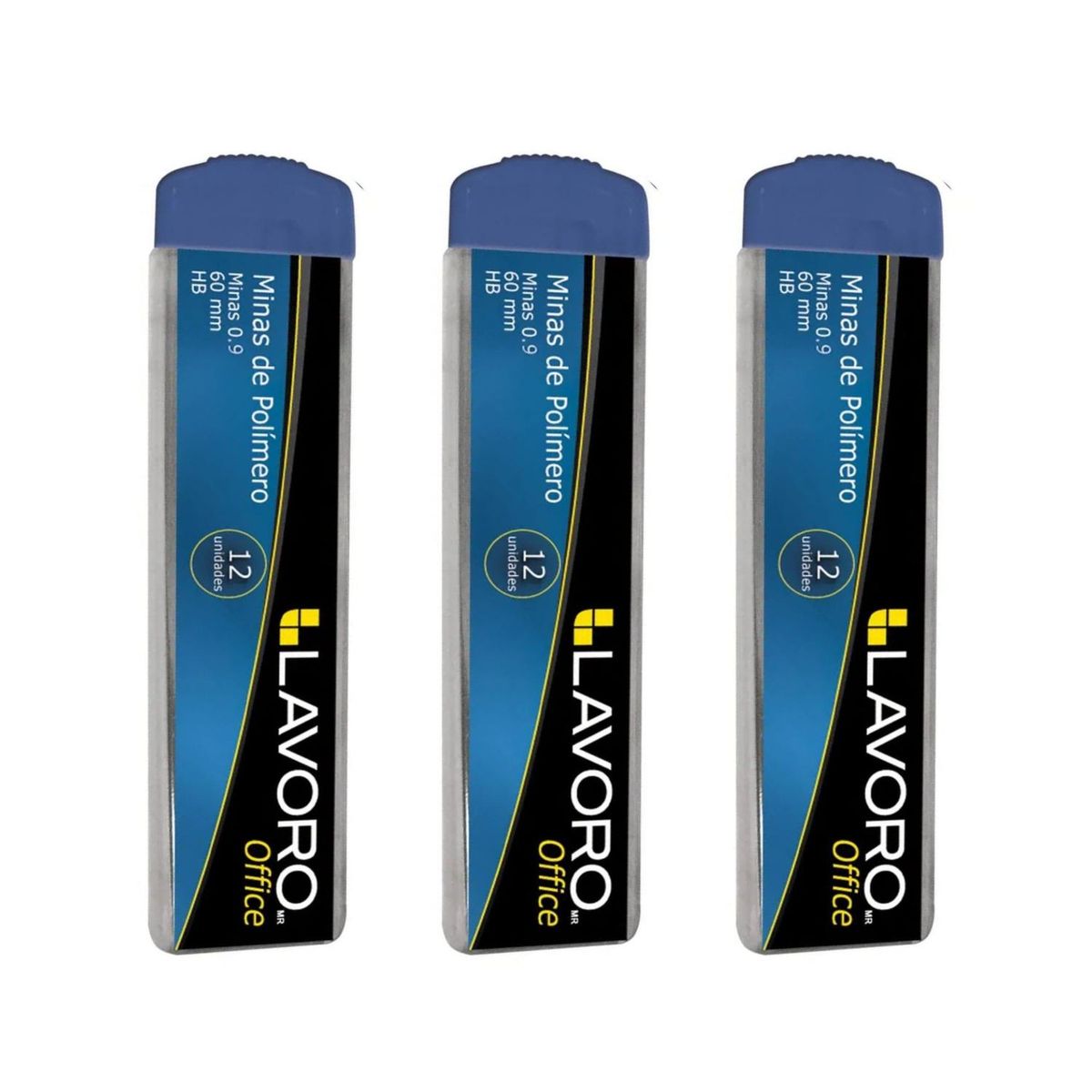 LAVORO - Pack 3 Tubos Mina HB Polímero 0.5, 0.7 O 0.9mm 12 Unid. Lavoro - Gris oscuro