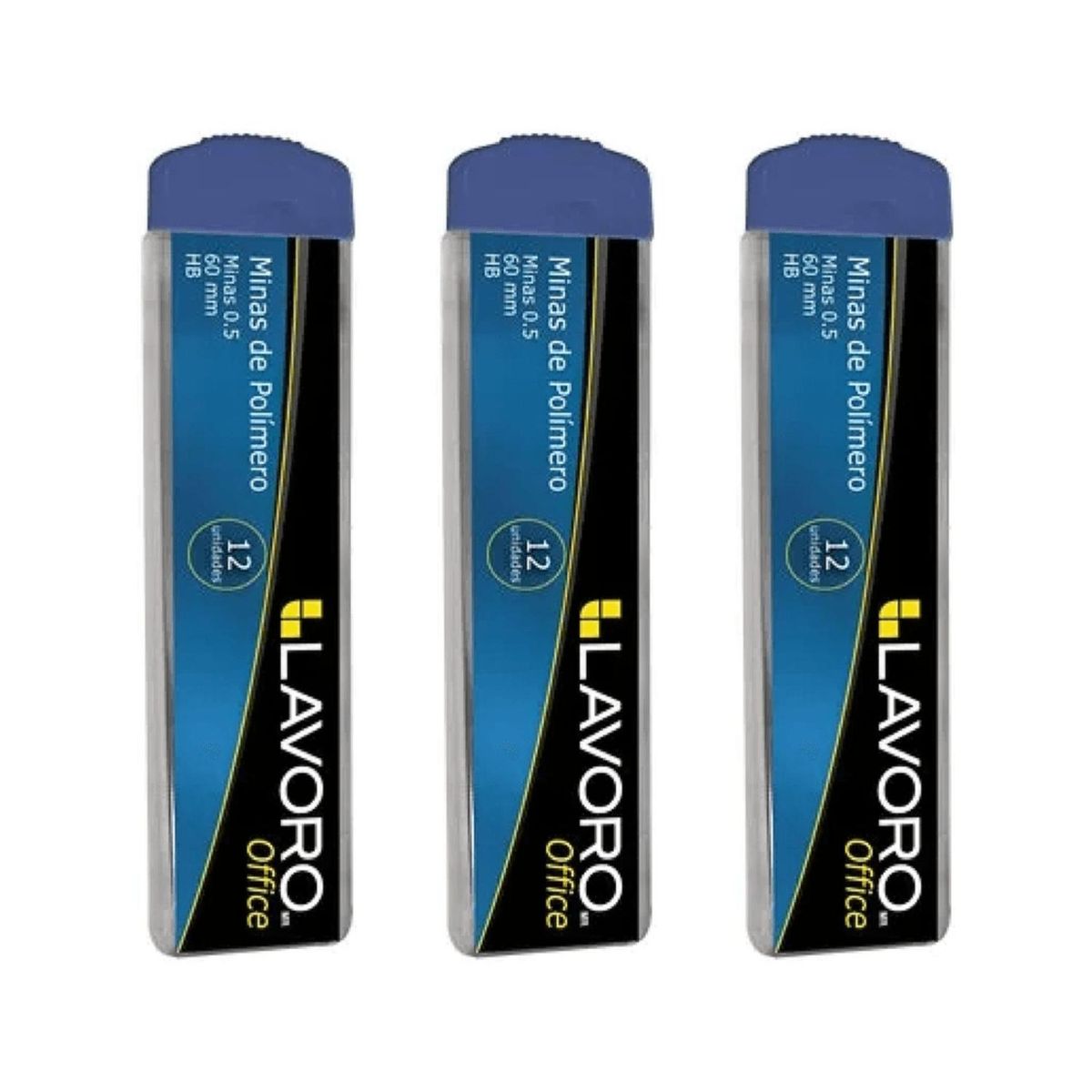 LAVORO - Pack 3 Tubos Mina HB Polímero 0.5, 0.7 O 0.9mm 12 Unid. Lavoro - Gris oscuro