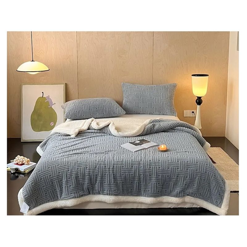 COMPRAPO - Frazada Manta Polar Sherpa Térmica Liviana Nordic 2 Plazas Gris