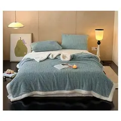 COMPRAPO - Frazada Manta Polar Sherpa Térmica Liviana Nordic 2 Plazas Turquesa