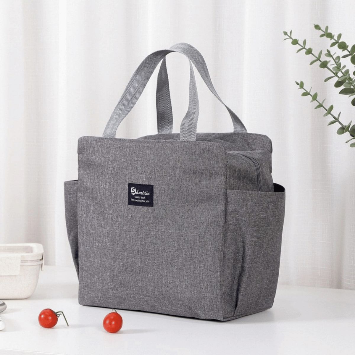 HOMESTAR - Lonchera Tote Térmica Gris 25x15x25 cm
