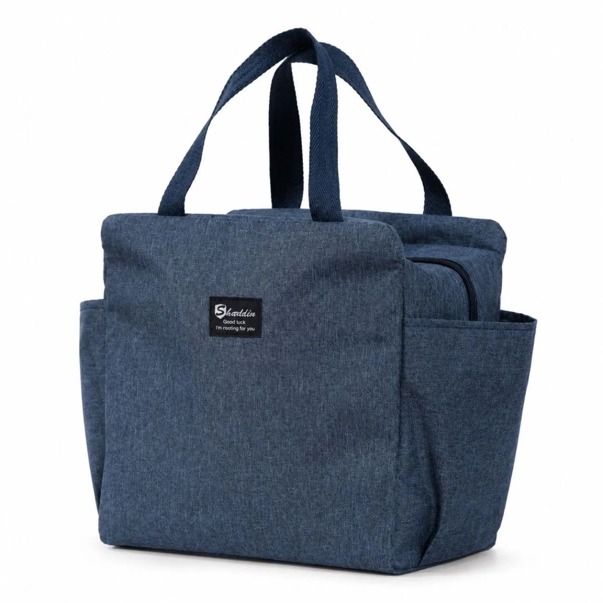 HOMESTAR - Lonchera tote térmica azul jaspeada 25x15x25 cm