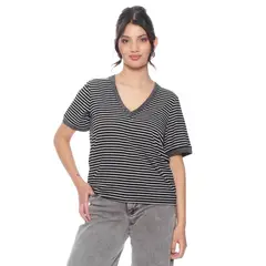 WADOS - POLERA MANGA CORTA LISTADA ESCOTE V