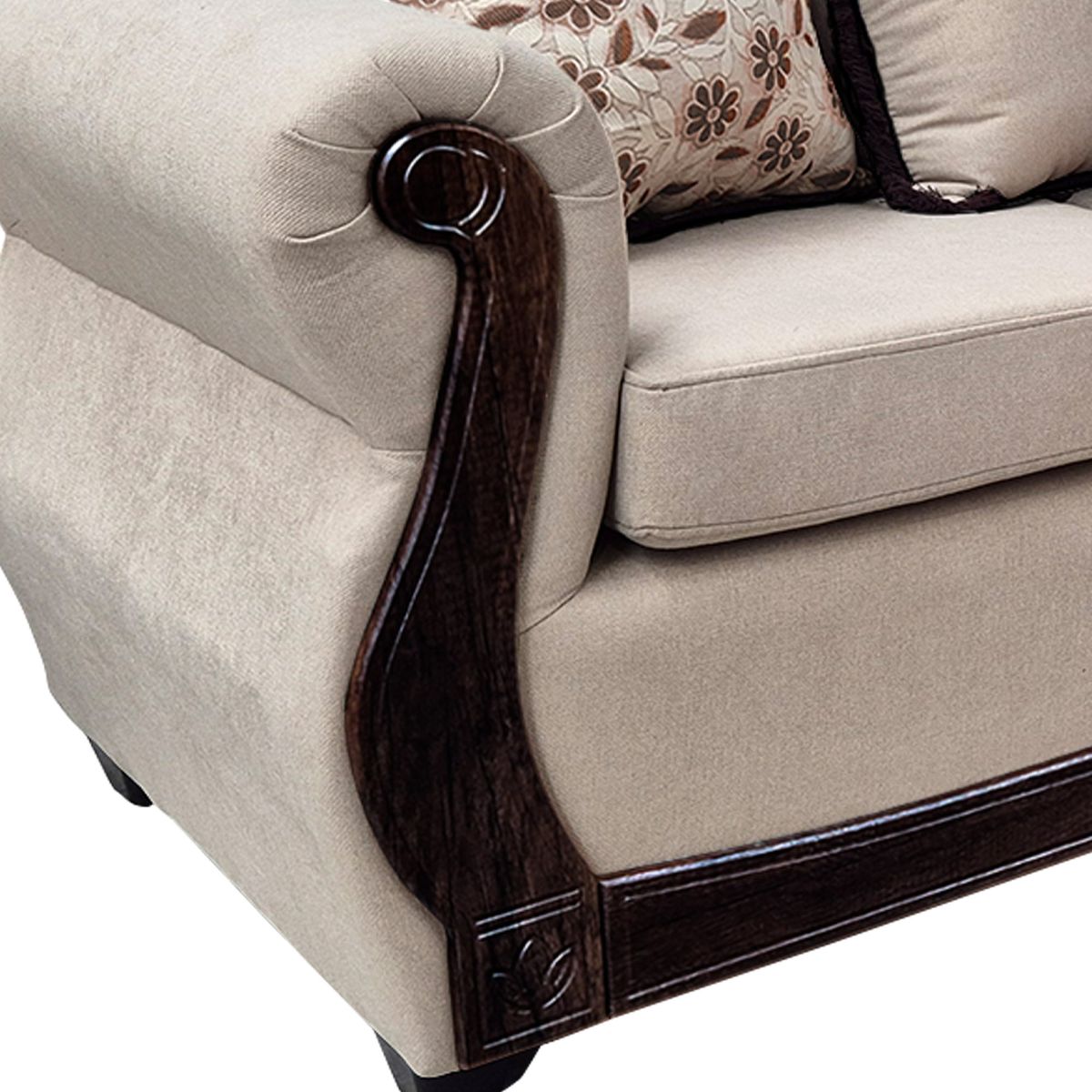 AMERICA DECORA - Living Con Resorte Estructural 6 Cuerpos 4+1+1 Gran Santi Chenille Beige