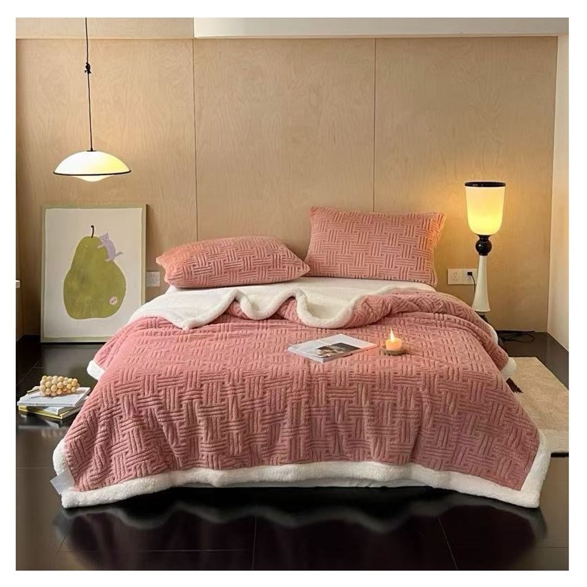 COMPRAPO - Frazada Manta Polar Sherpa Térmica Liviana Nordic 2 Plazas Rosa