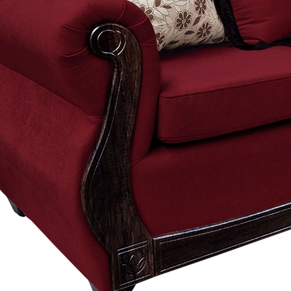 AMERICA DECORA - Living Con Resorte Estructural 6 Cuerpos 4+1+1 Gran Santi Chenille Rojo