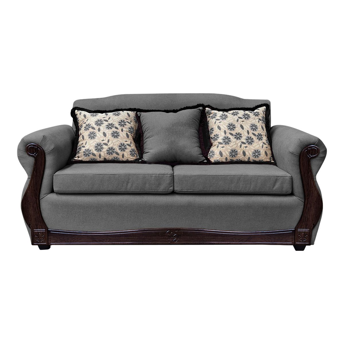AMERICA DECORA - Sofá Con Resorte Estructural 3 Cuerpos Gran Santi Chenille Gris