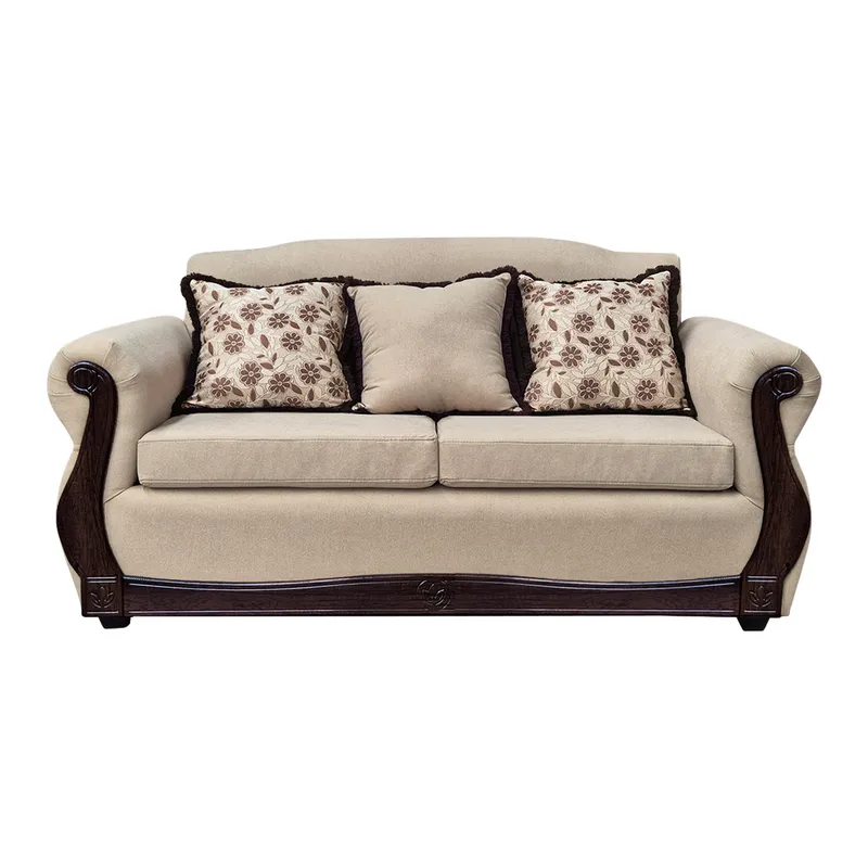 AMERICA DECORA - Sofá Con Resorte Estructural 3 Cuerpos Gran Santi Chenille Beige