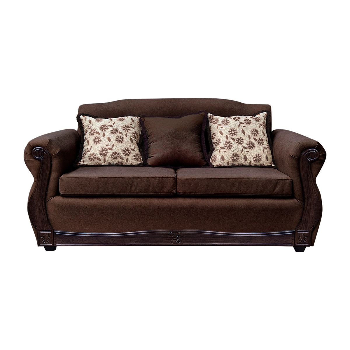 AMERICA DECORA - Sofá Con Resorte Estructural 3 Cuerpos Gran Santi Chenille Café Oscuro