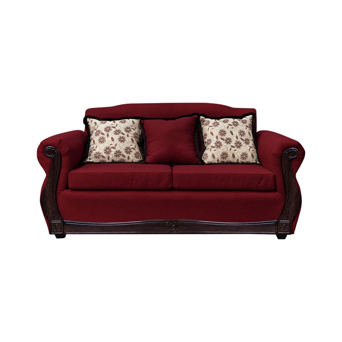 AMERICA DECORA - Sofá Con Resorte Estructural 3 Cuerpos Gran Santi Chenille Rojo