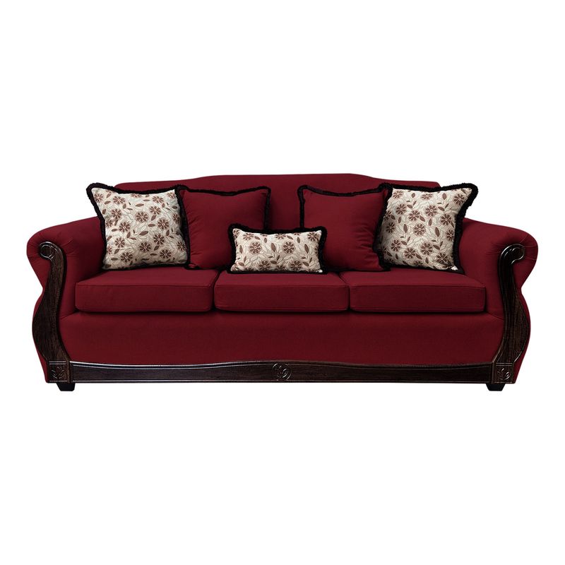 AMERICA DECORA - Sofá Con Resorte Estructural 4 Cuerpos Gran Santi Chenille Rojo