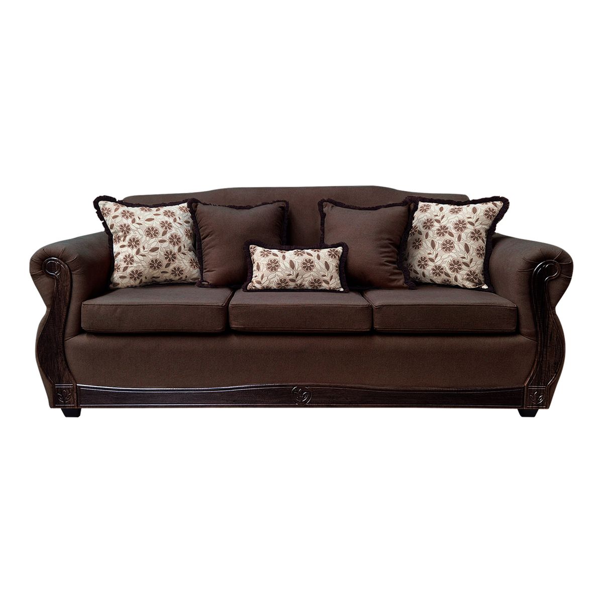AMERICA DECORA - Sofá Con Resorte Estructural 4 Cuerpos Gran Santi Chenille Café Oscuro