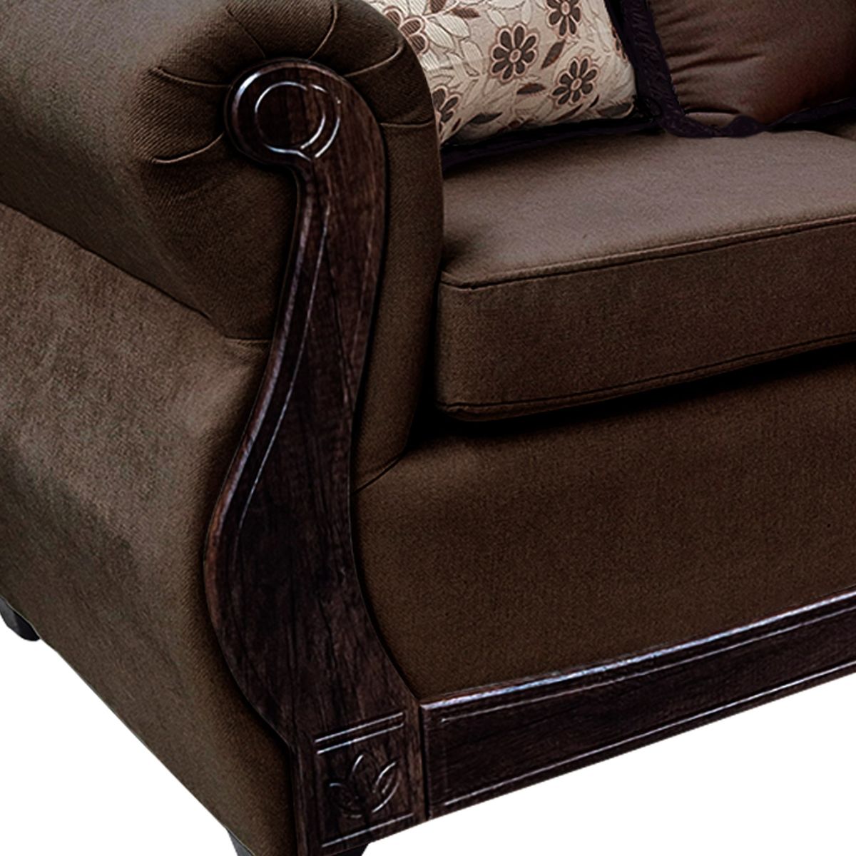 AMERICA DECORA - Sofá Con Resorte Estructural 4 Cuerpos Gran Santi Chenille Café Oscuro