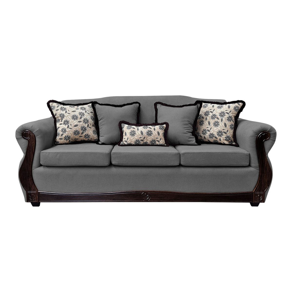 AMERICA DECORA - Sofá Con Resorte Estructural 4 Cuerpos Gran Santi Chenille Gris