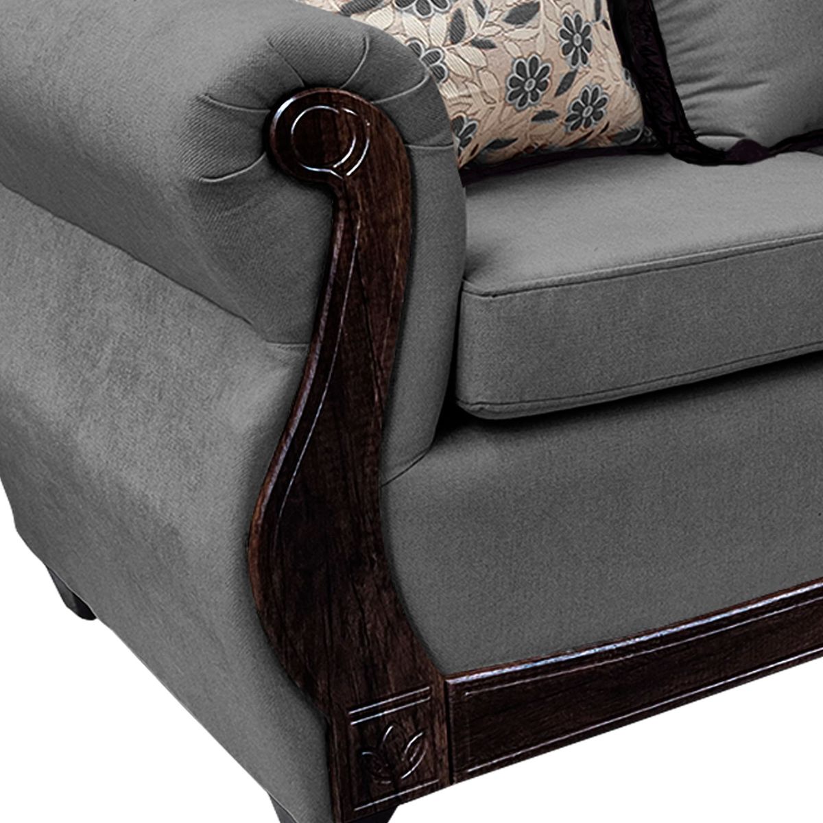 AMERICA DECORA - Sofá Con Resorte Estructural 4 Cuerpos Gran Santi Chenille Gris