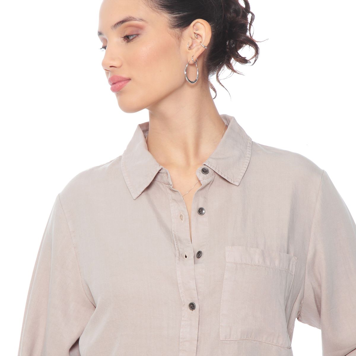 WADOS - BLUSA MANGA LARGA LINO LYOCELL ABOTONADA EN DELANTERO