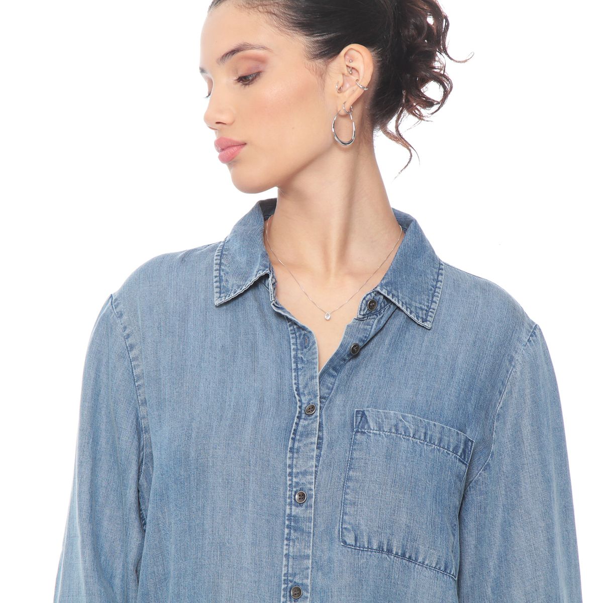 WADOS - BLUSA MANGA LARGA LINO LYOCELL ABOTONADA EN DELANTERO