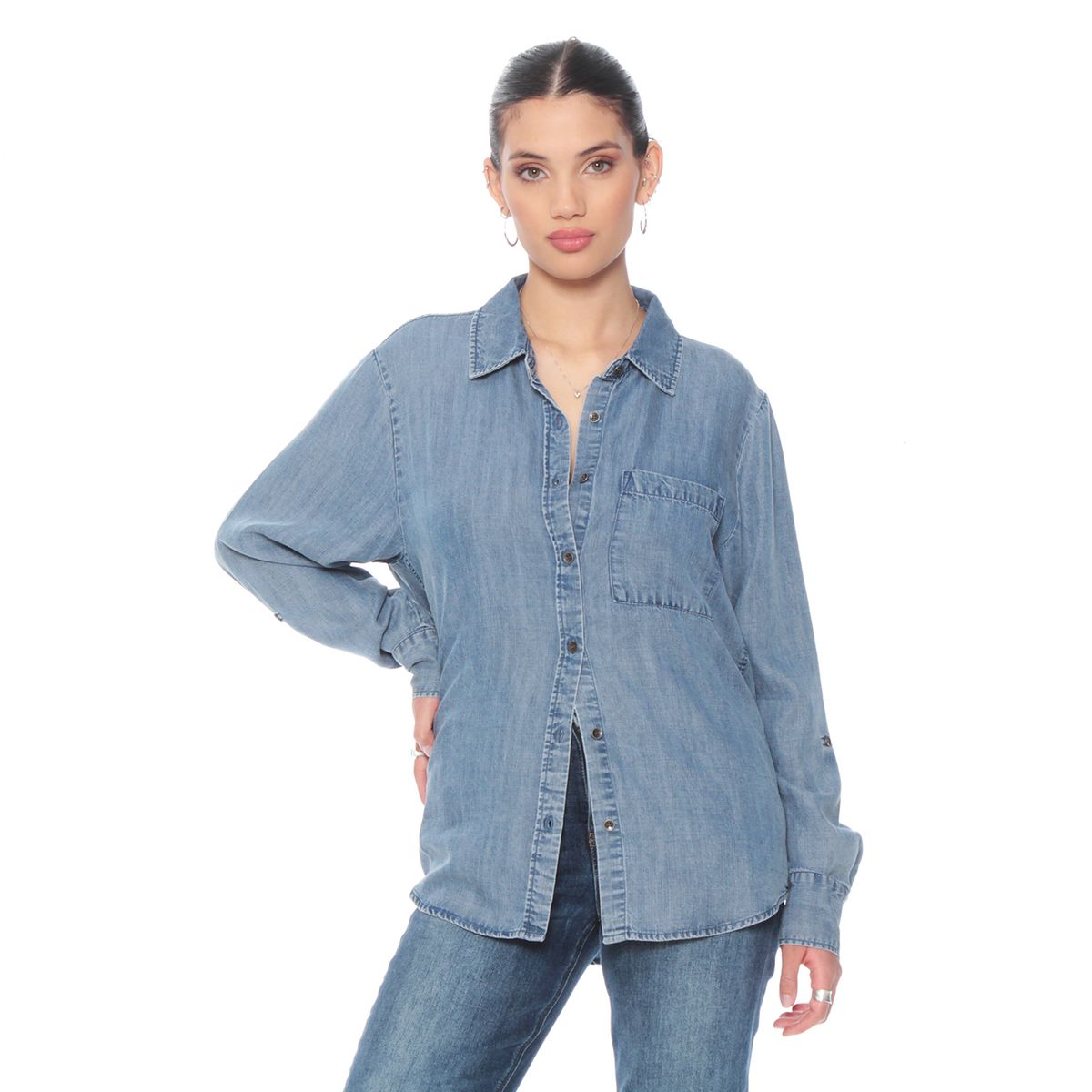 WADOS - BLUSA MANGA LARGA LINO LYOCELL ABOTONADA EN DELANTERO