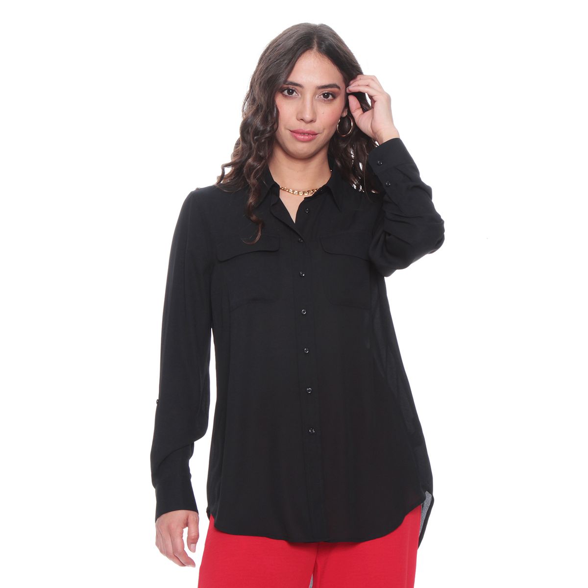 WADOS - BLUSA ML ABOTONADA EN DELANTERO Y BOLSILLOS CON TAPETA