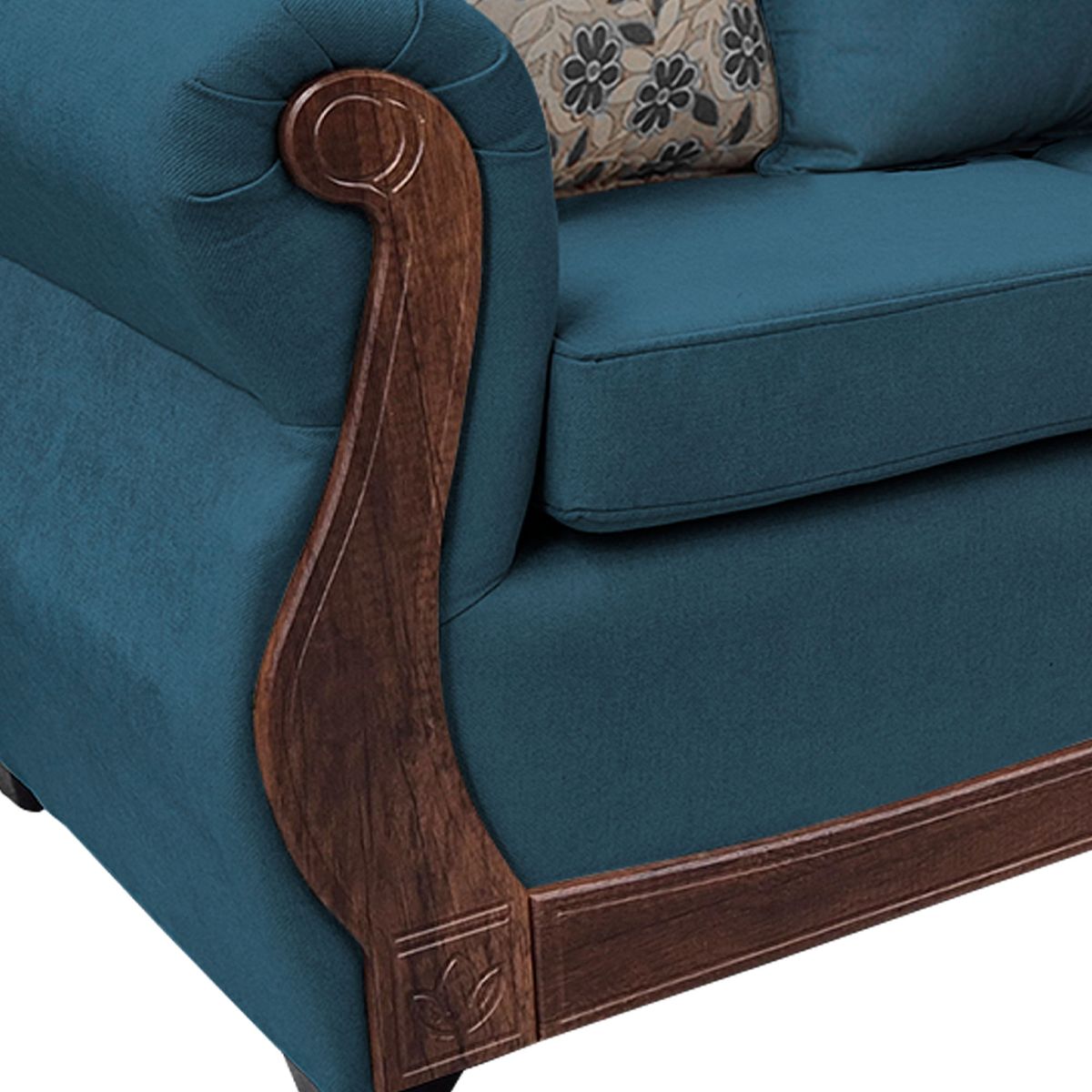 AMERICA DECORA - Living Con Resorte Estructural 9 Cuerpos Santi 4+3+1+1 Chenille Petróleo X