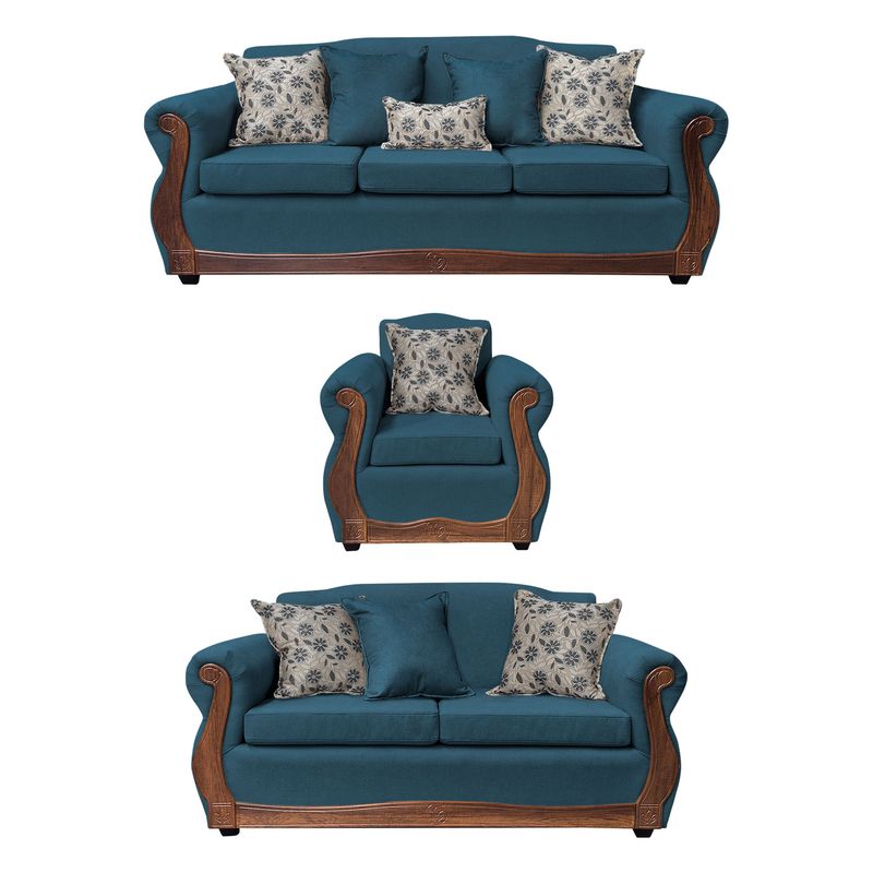 AMERICA DECORA - Living 4-3-1 Gran Santi Chenille Azul X