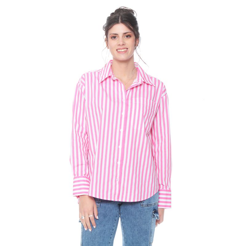 WADOS - BLUSA MANGA LARGA LISTADA ABOTONADA EN DELANTERO Y BOLSILLO