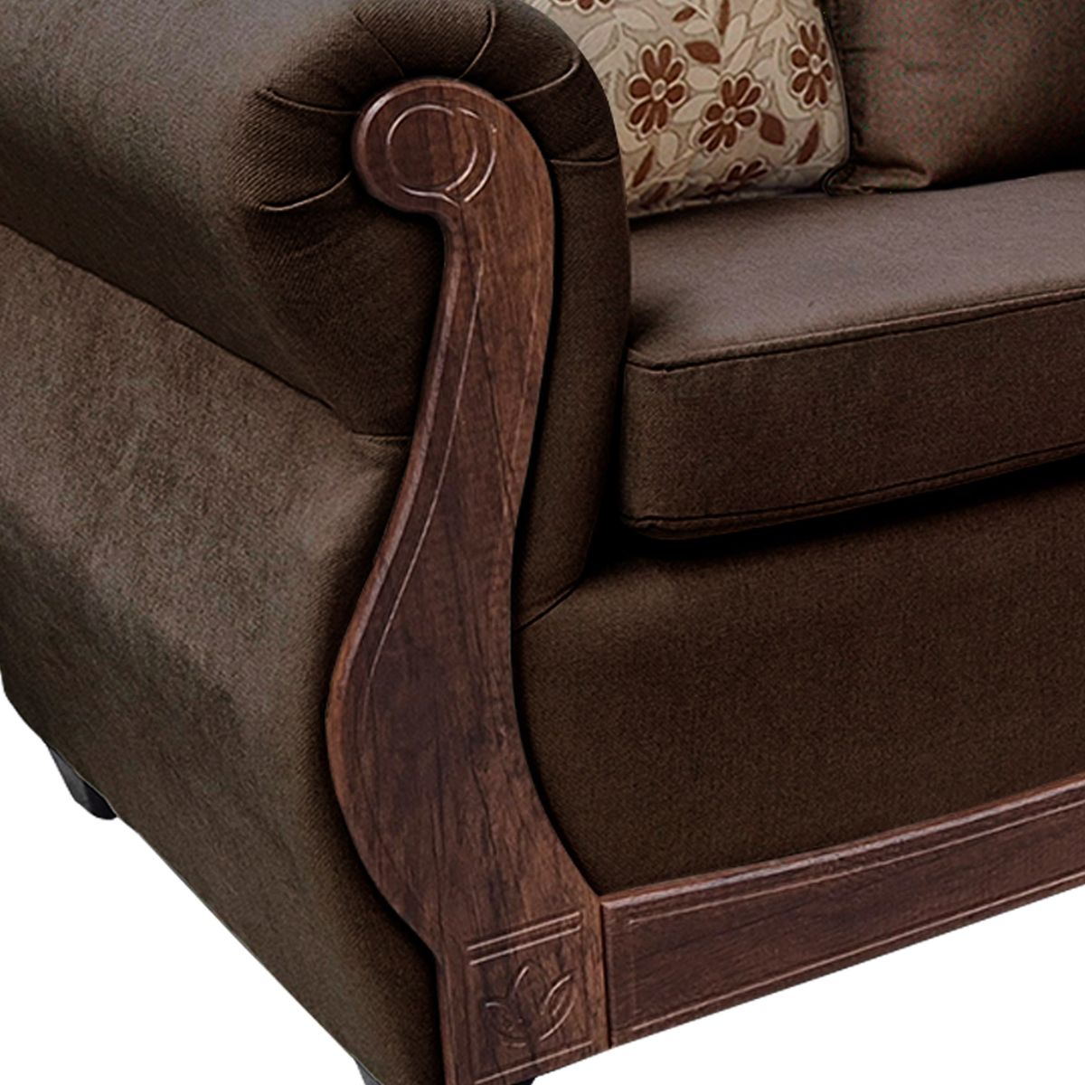 AMERICA DECORA - Living Con Resorte Estructural 8 Cuerpos 4+3+1 Gran Santi Chenille Café Oscuro X