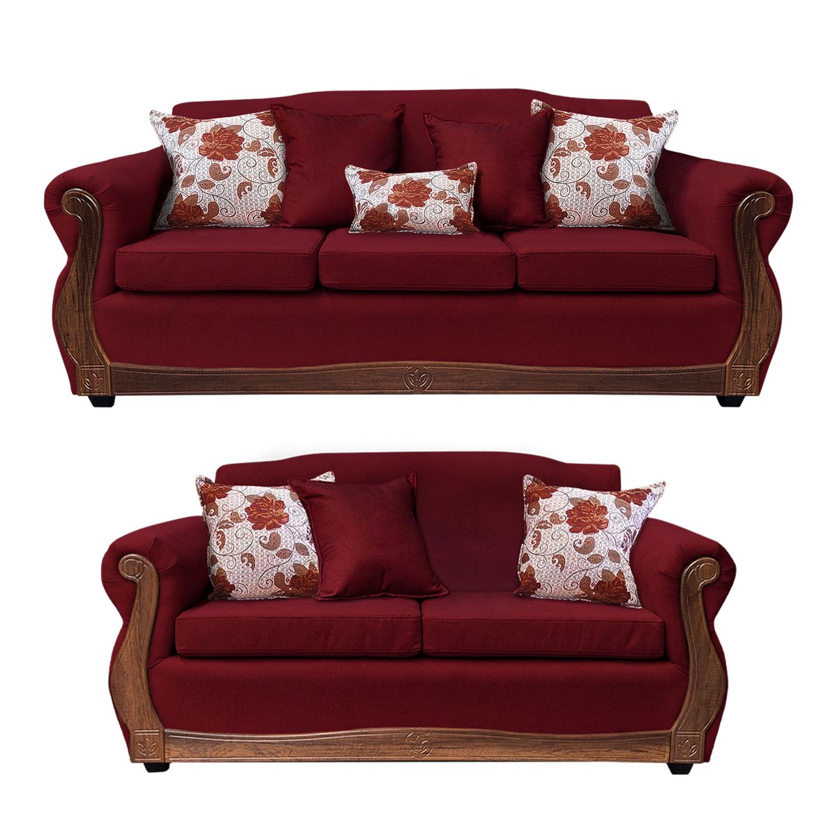 AMERICA DECORA - Living Con Resorte Estructural 7 Cuerpos 4+3 Gran Santi Chenille Rojo X