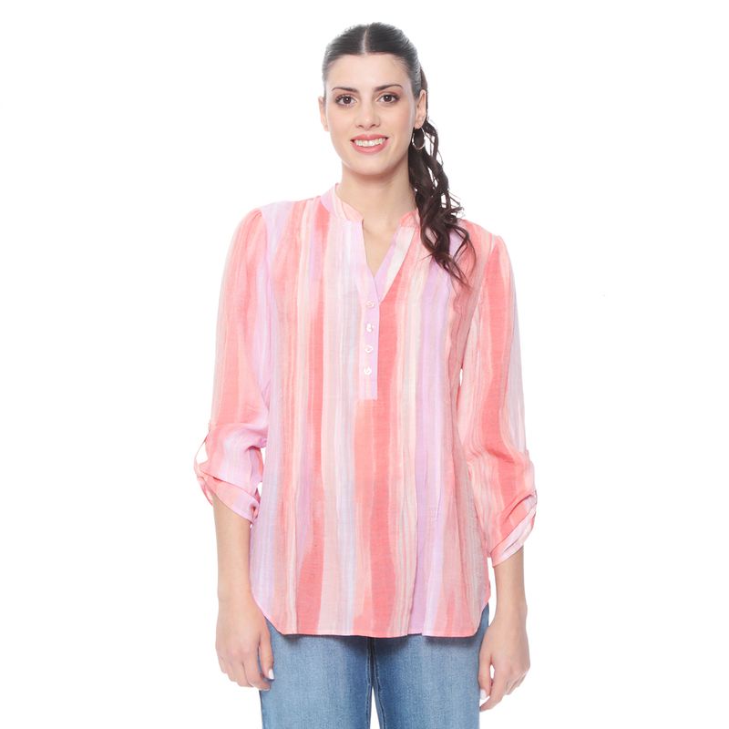 WADOS - BLUSA MANGA LARGA LISTADA ESCOTE MAO
