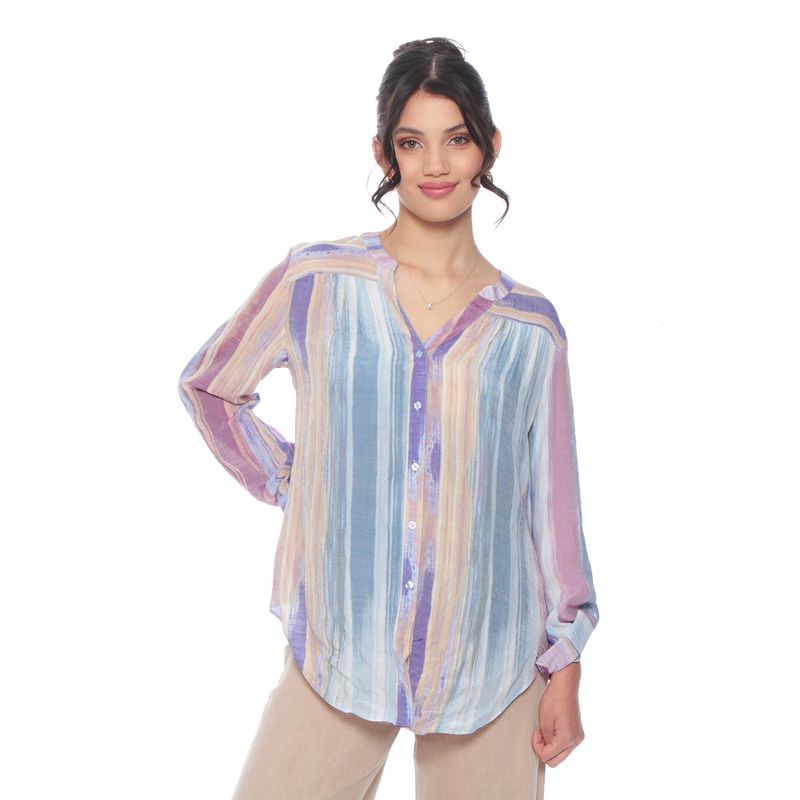 WADOS - BLUSA MANGA LARGA LISTADA ABOTONADA EN DELANTERO