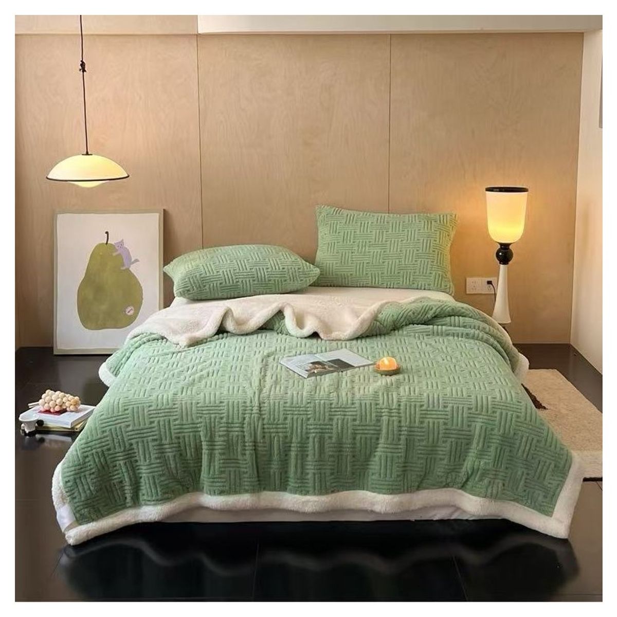 COMPRAPO - Frazada Manta Polar Sherpa Térmica Liviana Nordic 2 Plazas Verde