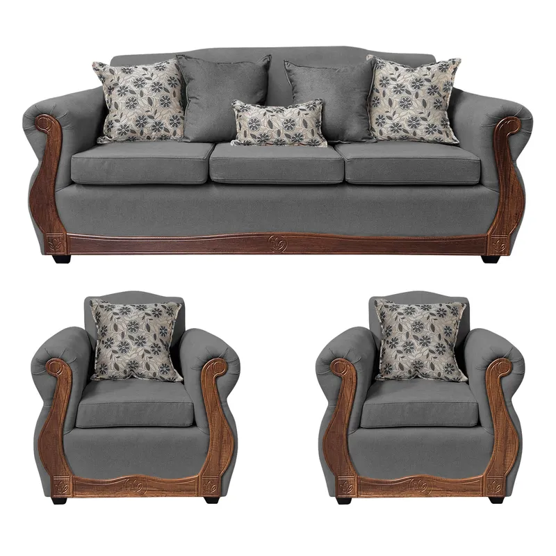 AMERICA DECORA - Living Con Resorte Estructural 6 Cuerpos 4+1+1 Gran Santi Chenille Gris X