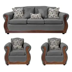 AMERICA DECORA - Living Con Resorte Estructural 6 Cuerpos 4+1+1 Gran Santi Chenille Gris X