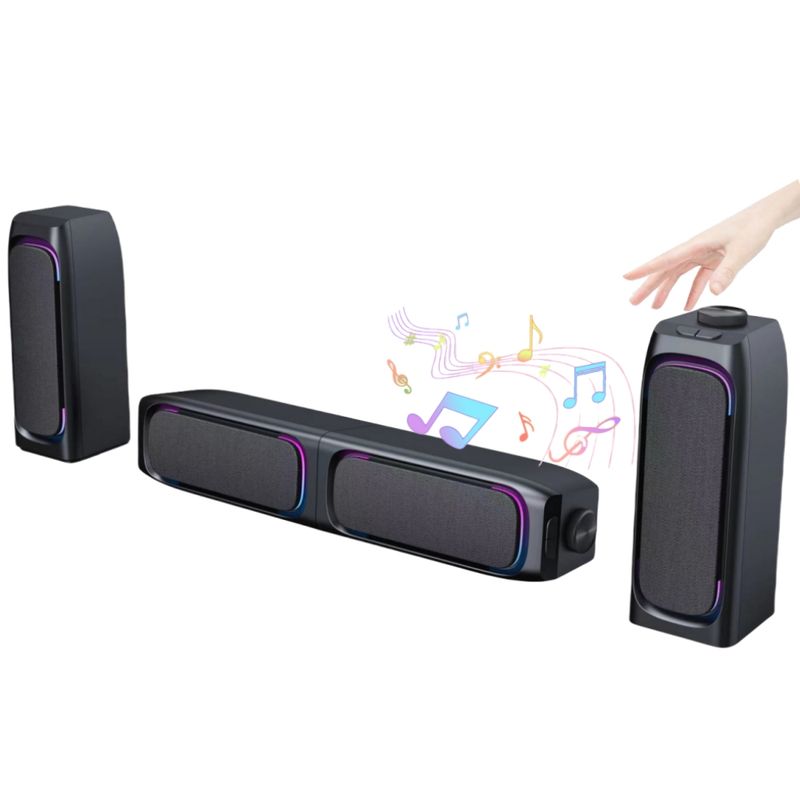CASTLEN - Parlante Gamer Pc Tv RGB Inalámbricos Con Subwoofer Soundbar