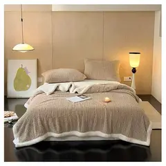 COMPRAPO - Frazada Manta Polar Sherpa Térmica Liviana Nordic 2 Plazas Coffe