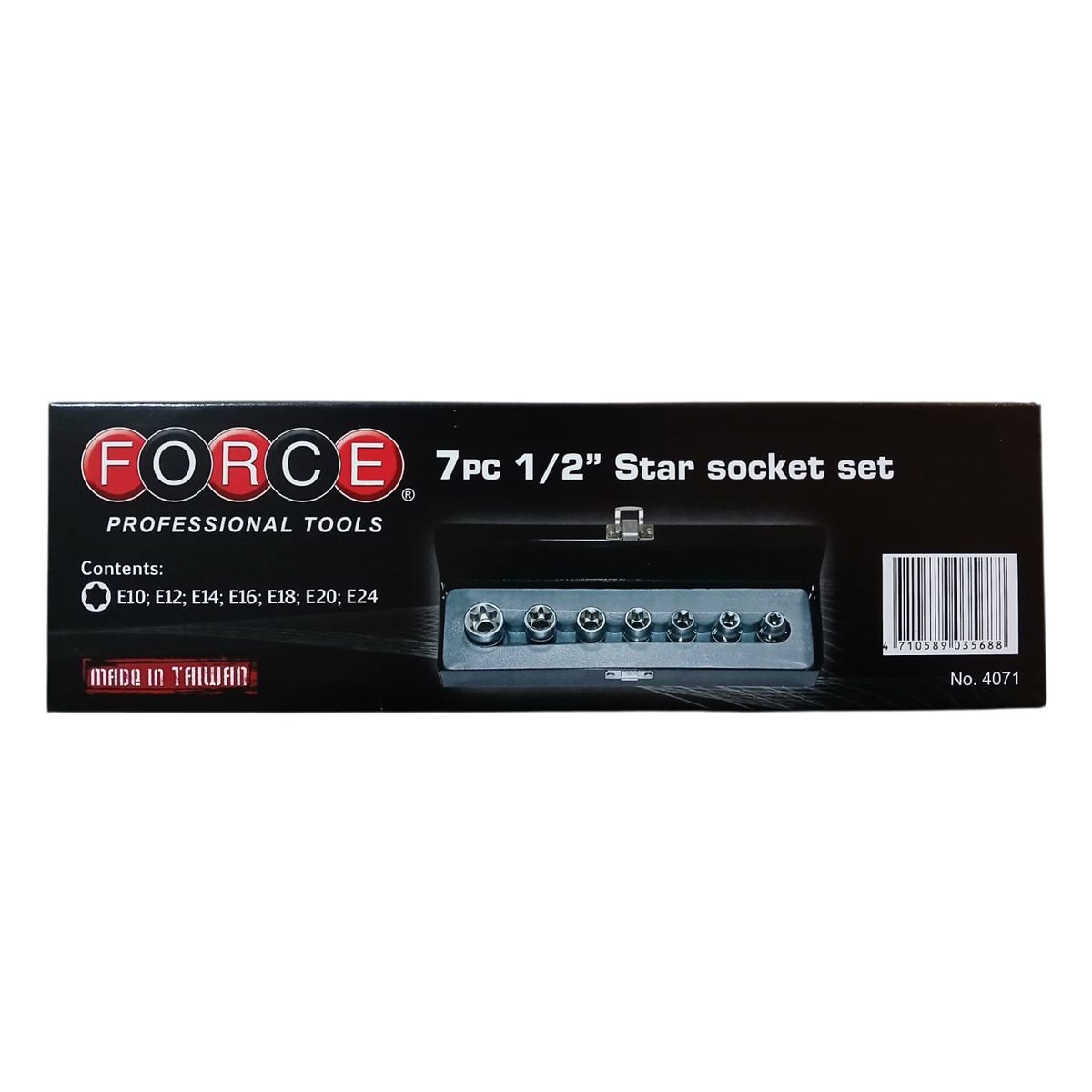 FORCE - Juego de Dados Torx Hembra (Estrella 6 Puntas) 7 Piezas 1/2″