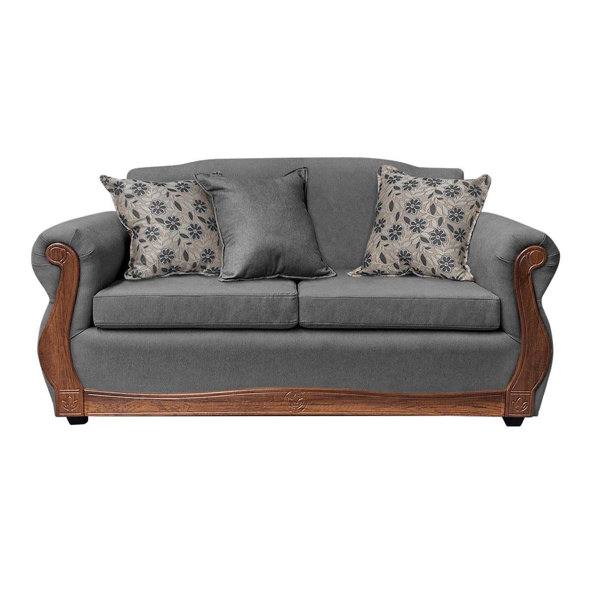 AMERICA DECORA - Sofá Con Resorte Estructural 3 Cuerpos Gran Santi Chenille Gris X