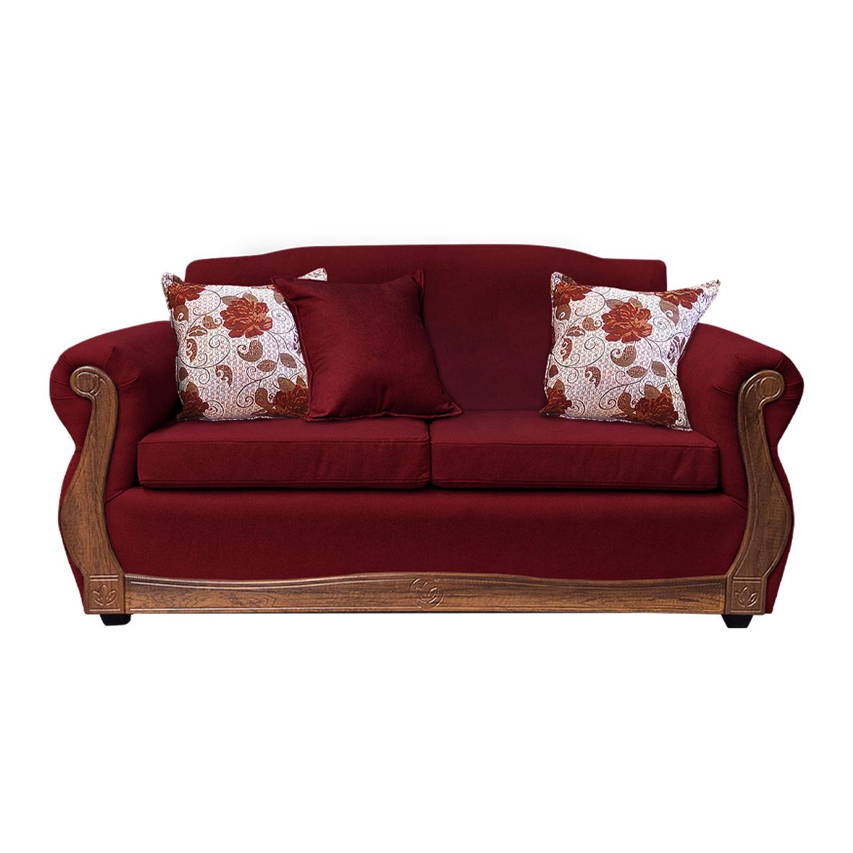 AMERICA DECORA - Sofá Con Resorte Estrucural 3 Cuerpos Gran Santi Chenille Rojo X
