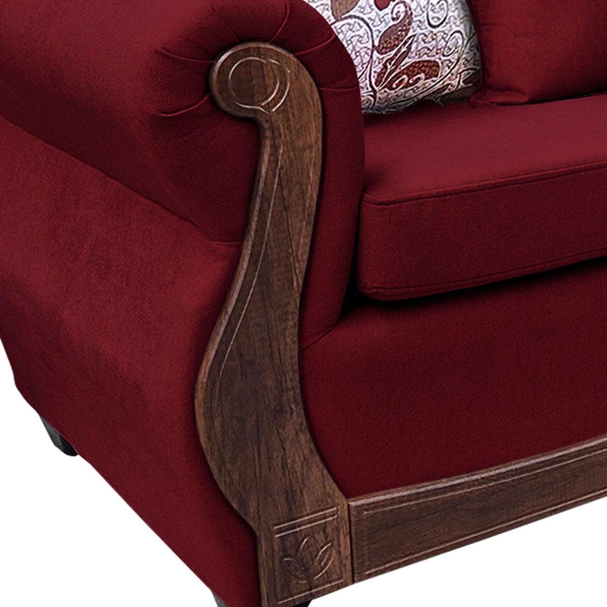 AMERICA DECORA - Sofá Con Resorte Estrucural 3 Cuerpos Gran Santi Chenille Rojo X