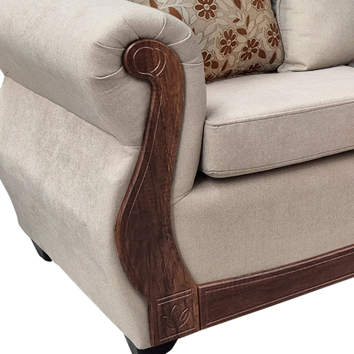 AMERICA DECORA - Sofá Con Resorte Estructural 3 Cuerpos Gran Santi Chenille Beige X