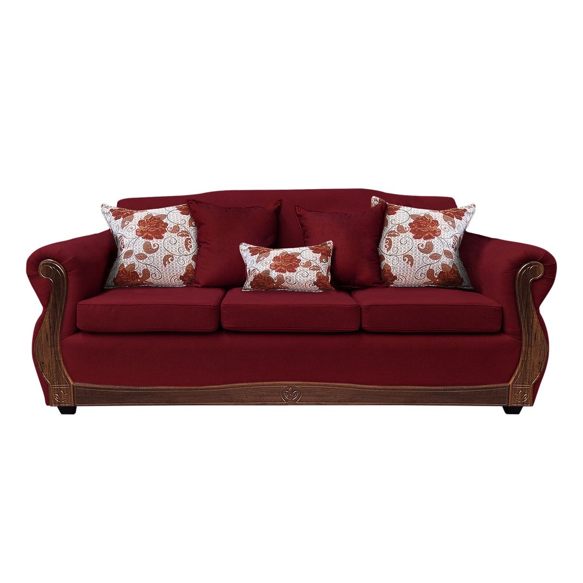 AMERICA DECORA - Sofá Con Resorte Estructural 4 Cuerpos Gran Santi Chenille Rojo X