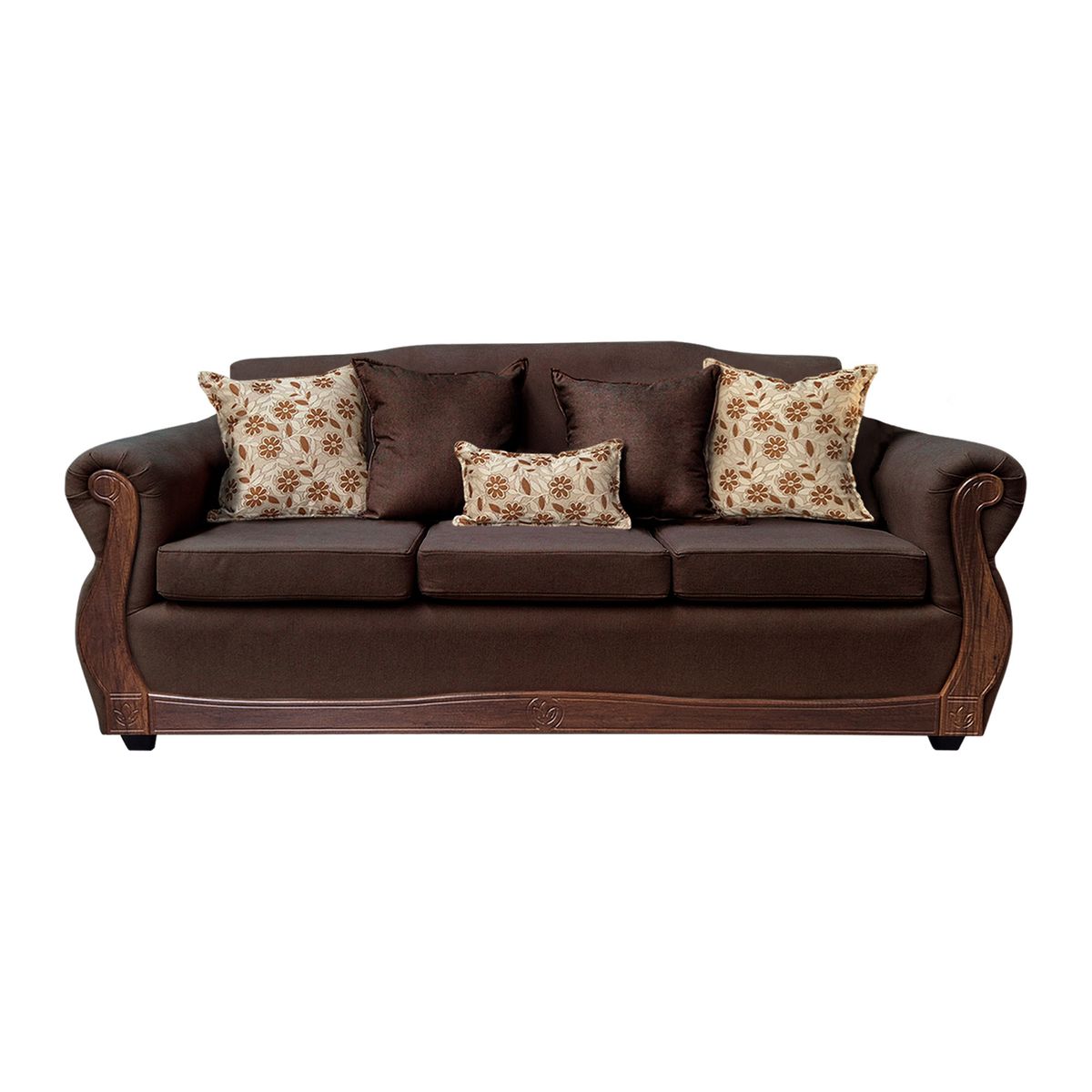 AMERICA DECORA - Sofá Con Resorte Estructural 4 Cuerpos Gran Santi Chenille Café Oscuro X